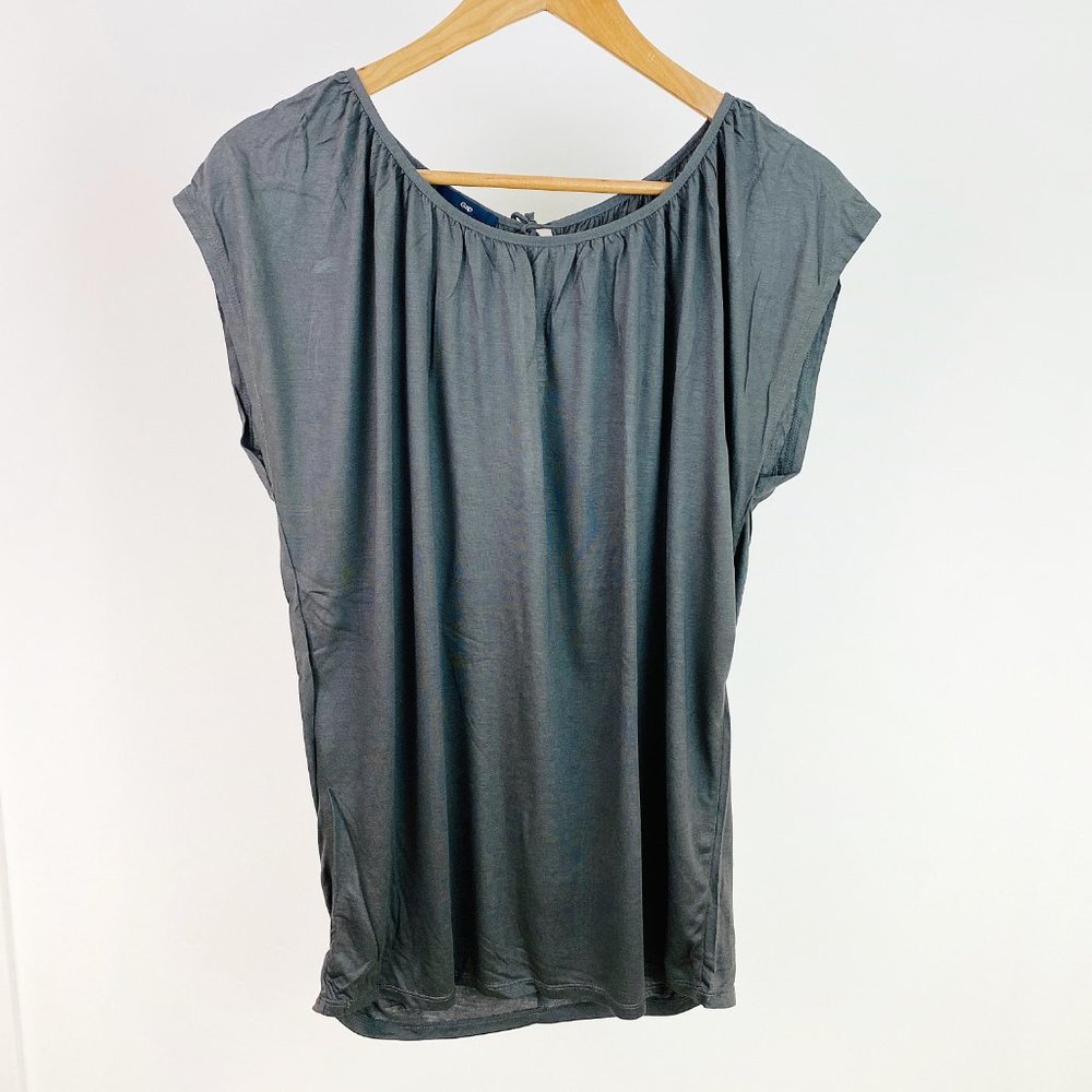 GAP grey drape drapey keyhole back tie shirt NEW